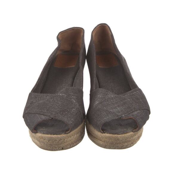 Tory Burch Filipa Pewter Gray Wedge Espadrille Womens Size 10.5 - Picture 3 of 5